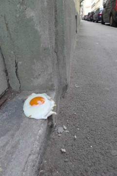 fried egg on the street